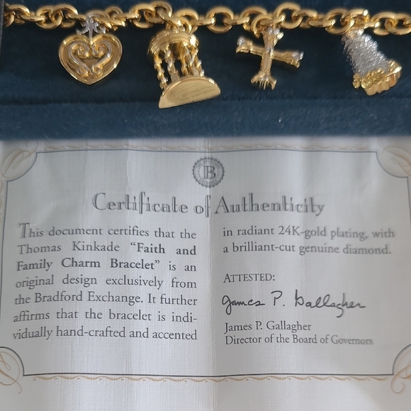 The Bradford Exchange Gold Charm Bracelet with Spiritual / Religious Charms - Picture 2 of 13